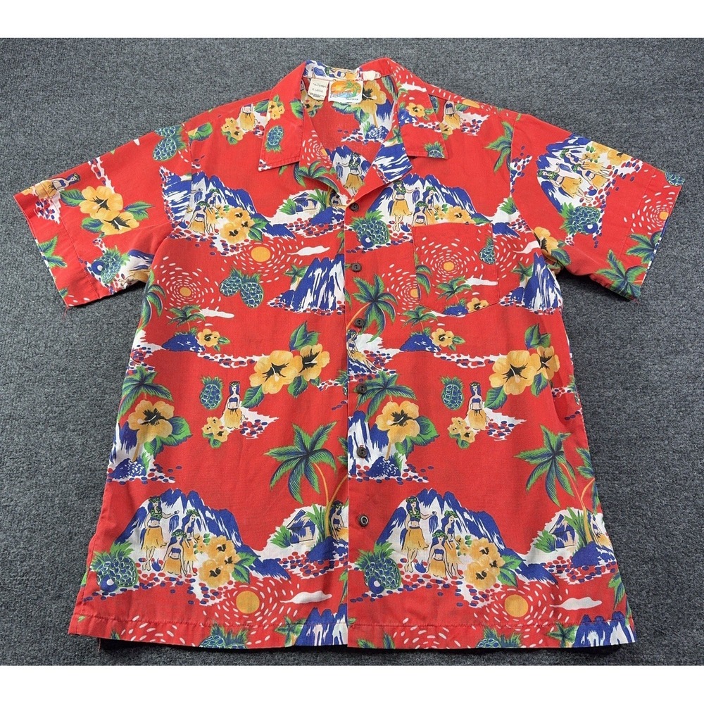 Vtg Kennington Hawaiian Shirt Mens XL Beach Tropical Hula AOP Single Stitch EUC